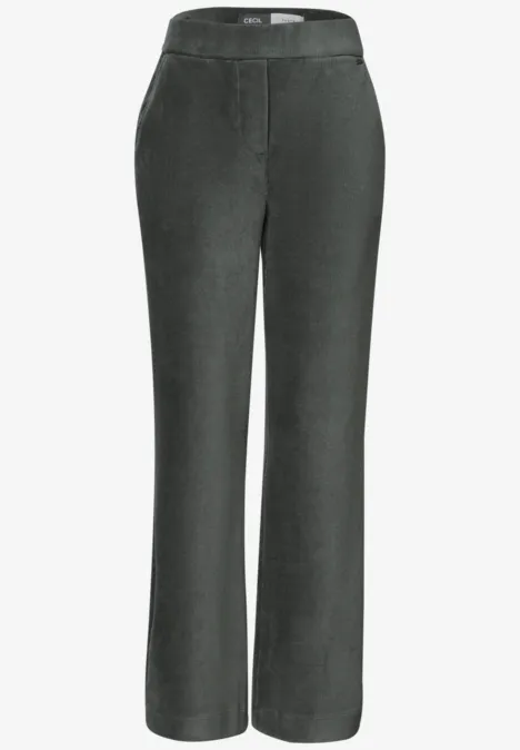 High Waist Straight Leg Hose w kroju Loose Fit easy khaki Szare proste spodnie z wysokim stanem i minimalistycznym designem.