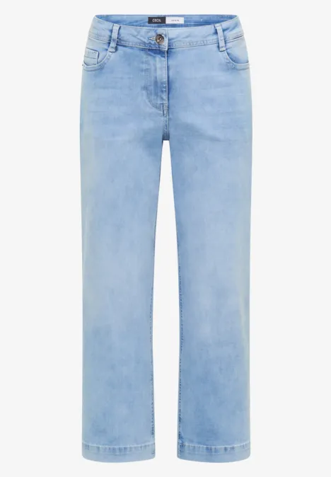 7/8 High Waist Jeans im Loose Fit light blue random bleached Helle Jeanshose in geradem Schnitt mit klassischen Taschen