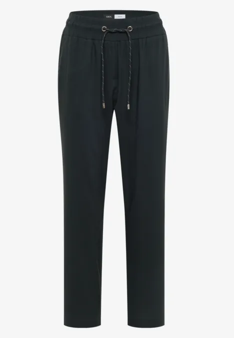 Lockere schwarze Hose mit elastischem Bund und Kordelzug