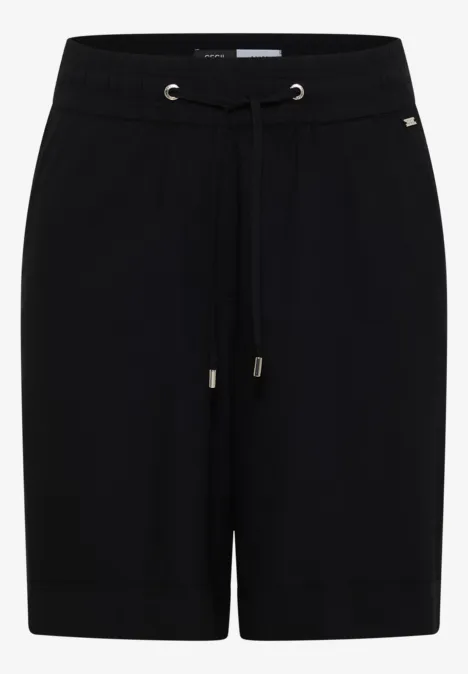 Zwarte short met elastische taille en koordsluiting