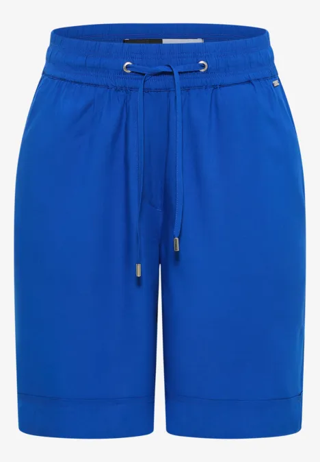 Blaue, knielange Sweatshorts mit elastischem Bund und Kordelzug