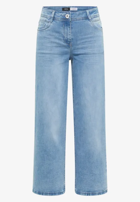 Leichte Jeans im weiten Schnitt mit hoher Taille und geradem Bein