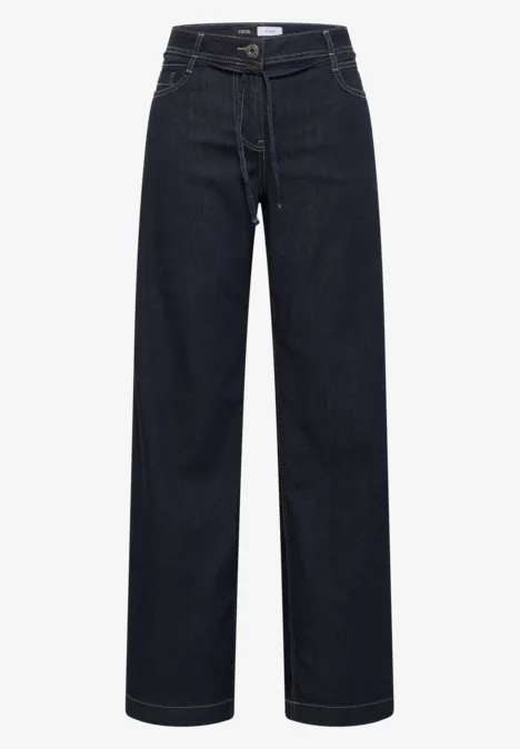 High Waist Wide Leg Jeans im Loose Fit rinsed wash Dunkelblaue Jeans mit weitem Bein und geradem Schnitt, schlichtes Design.
