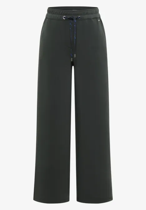 Schwarze, weite Sweatpants mit Kordelzug und geradem Bein