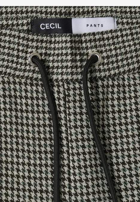 CECIL-Hose mit schwarz-weißem Hahnentritt-Muster und Kordelzug