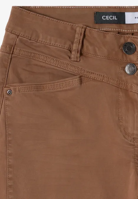 Braune Hose mit Knopfverschluss und Cecil-Label am Bund