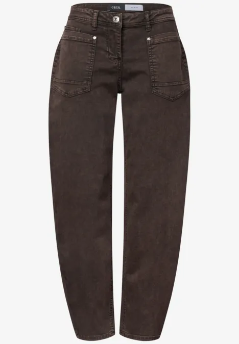 High Waist Barrel Leg Jeans im Loose Fit truffle brown Dunkelbraune Jeans mit hoher Taille und geradem Schnitt.