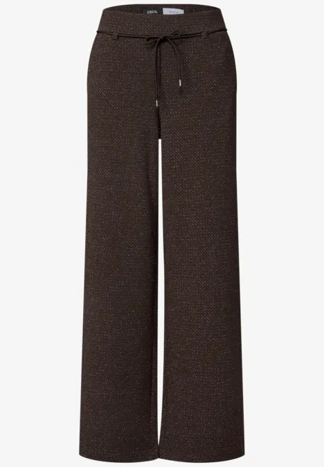 High Waist Wide Leg Hose im Loose Fit truffle brown Dunkelbraune, weite Hose mit Tunnelzugbund und Bindeband.