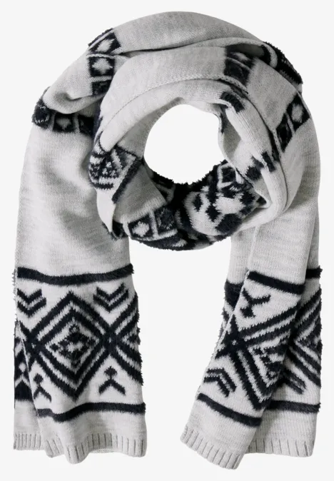 Gemusterter Strickschal smooth silver melange