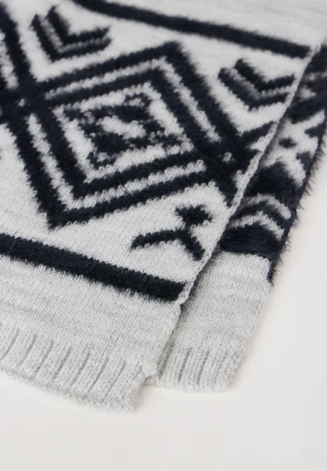 Gemusterter Strickschal smooth silver melange