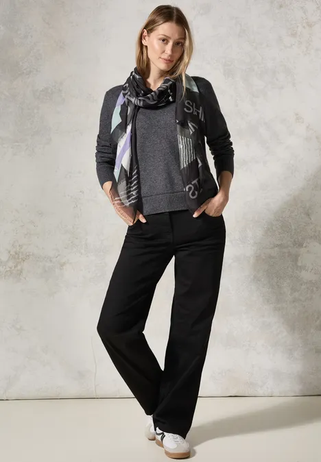 Schal mit Folienprint Black