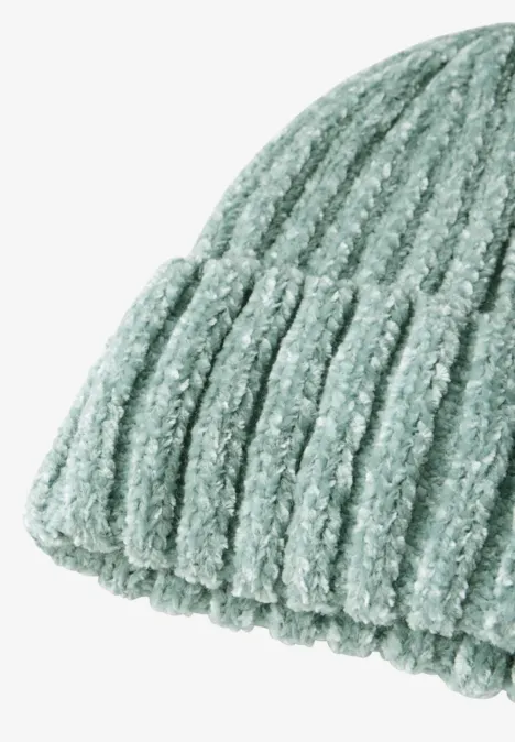 Bonnet chenille glaced salvia green