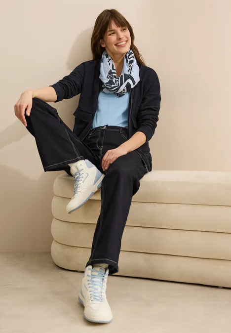 Gemusterter Loop Schal universal blue