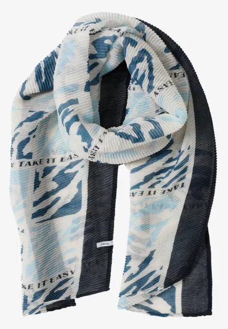 Gemusterter Plissée Schal dark navy blue