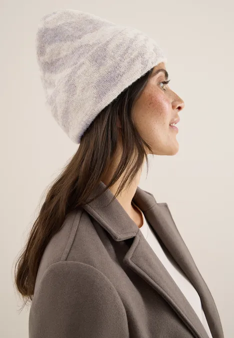 Beanie mit Zebramuster desert beige melange
