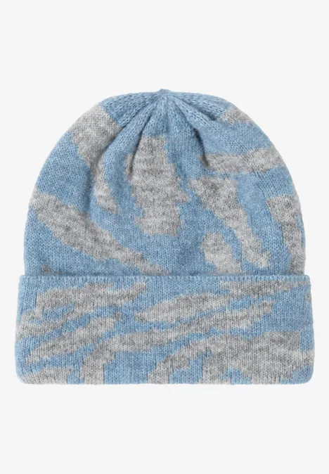 Bonnet avec motif zèbre moonstone blue melange