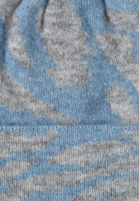 Beanie mit Zebramuster moonstone blue melange