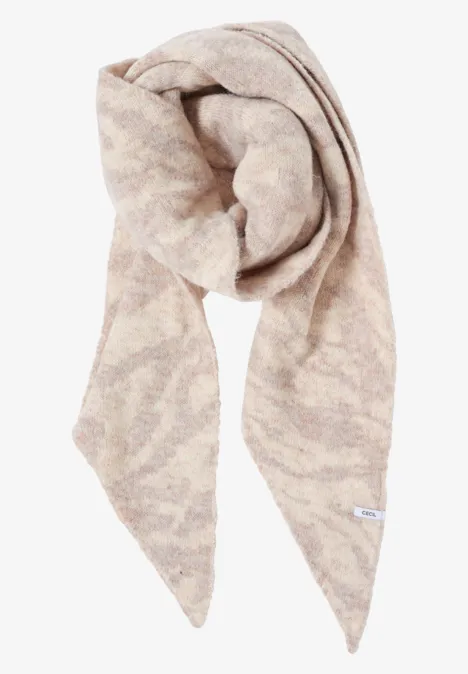 Foulard triangulaire avec motif zèbre desert beige melange
