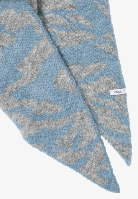 Dreieckstuch mit Zebramuster moonstone blue melange