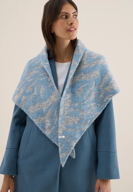Dreieckstuch mit Zebramuster moonstone blue melange