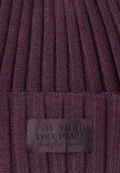Strickmütze in Unifarbe dark plum