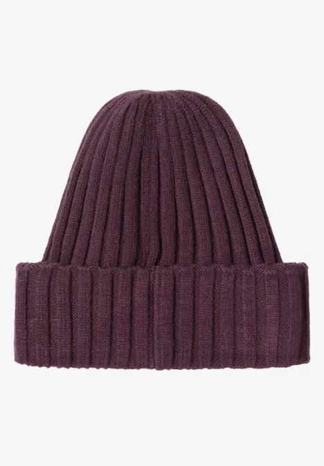 Strickmütze in Unifarbe dark plum