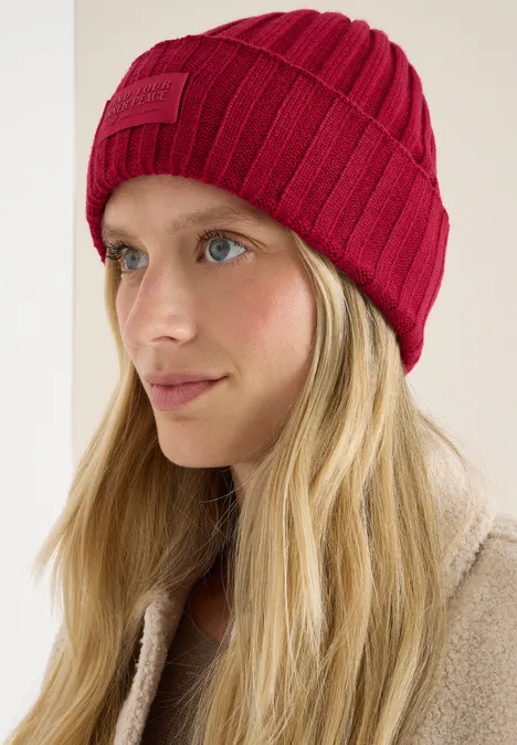 Strickmütze in Unifarbe beaujolais red