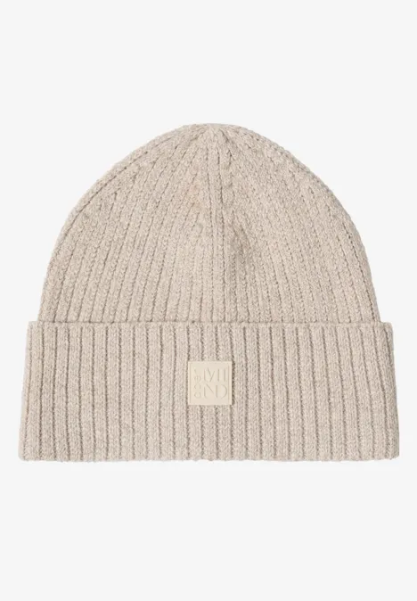 Beanie in effen kleur alabaster beige melange