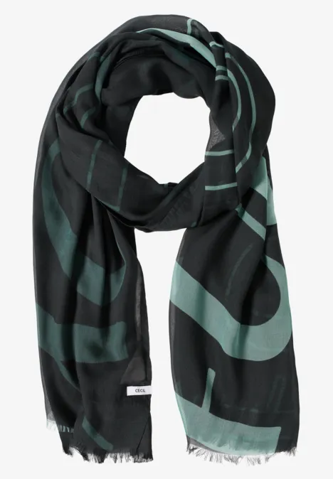 Gemusterter Schal ink green