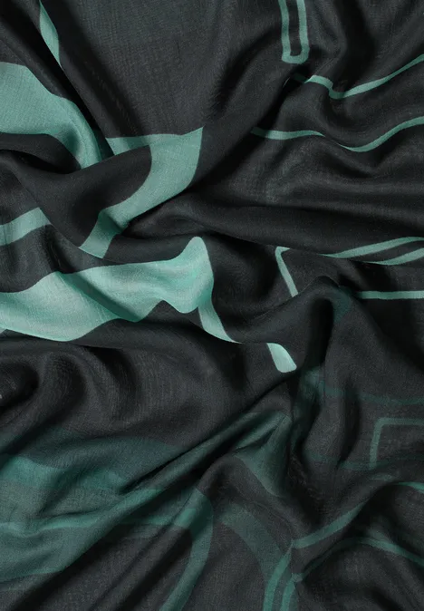Gemusterter Schal ink green