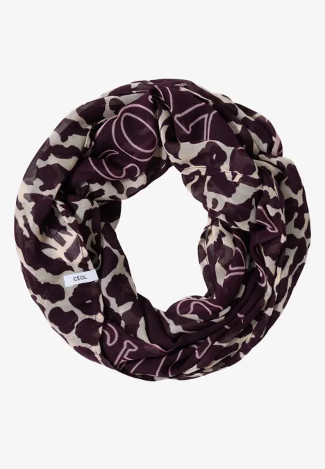 Gemusterter Loop Schal eggplant red