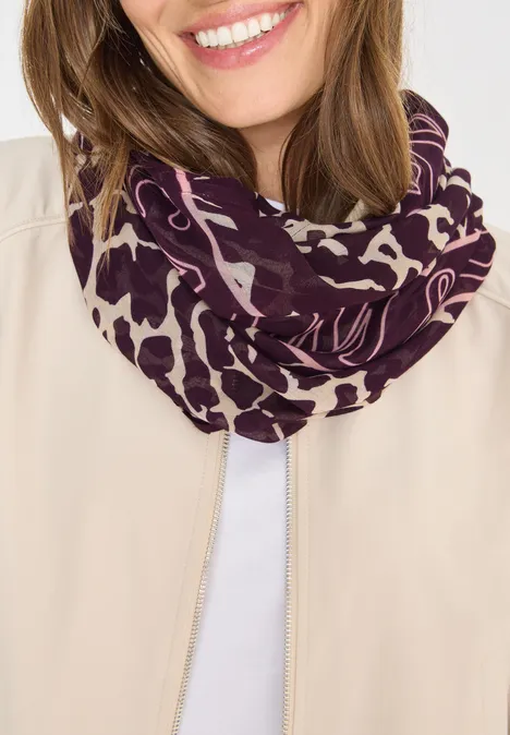 Gemusterter Loop Schal eggplant red