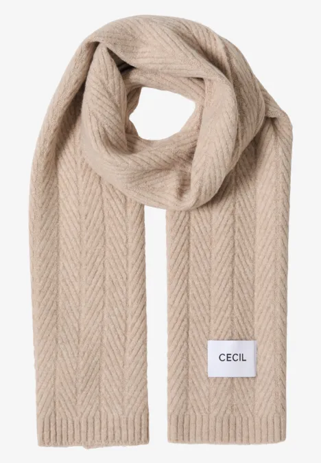 Gebreide sjaal met textuur sandalwood beige melange