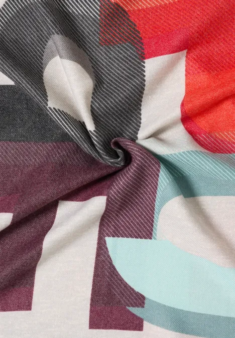 Cosy Loopschal mit Print eggplant red