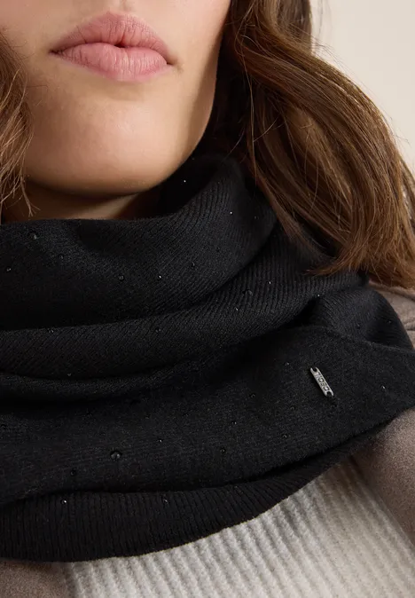 Schal mit Schmucksteinen Black