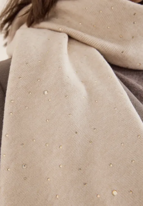 Schal mit Schmucksteinen desert beige melange