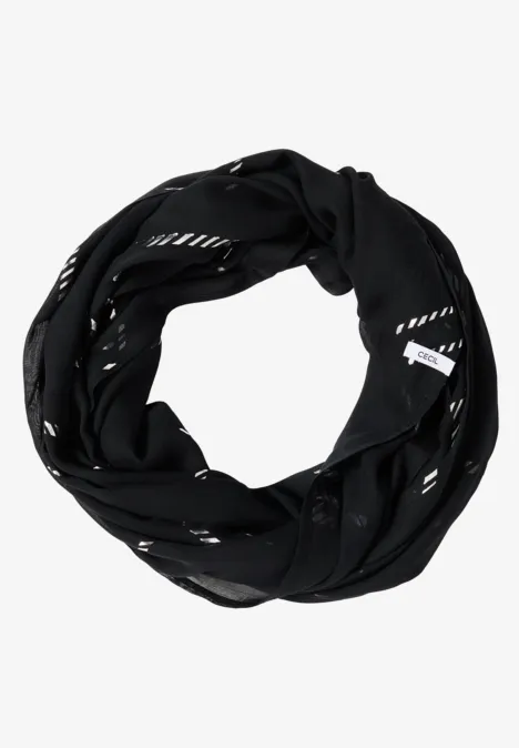 Sjaal met lus en foliedetails Black