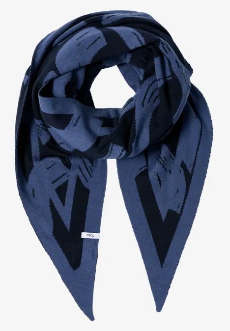 Foulard triangulaire à motifs universal blue