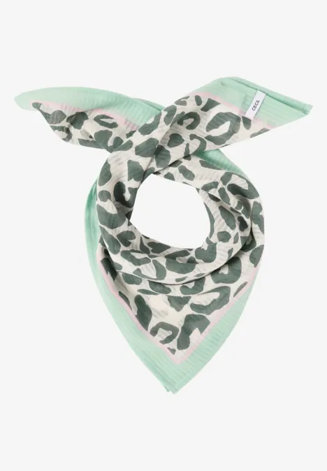 Bandana met textuur en leoprint macadamia beige