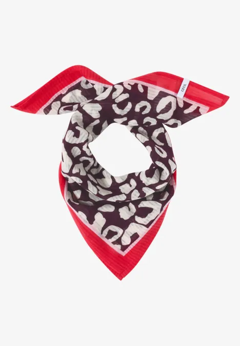 Bandana met textuur en leoprint rich burgundy