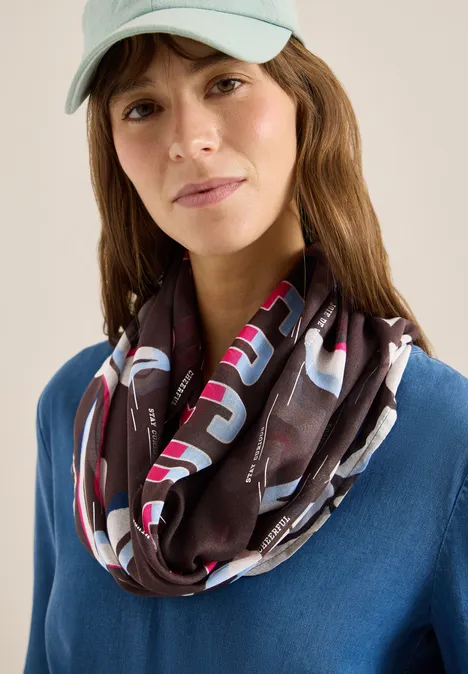 Loop Schal mit Folienprint macchiato brown Loop Schal mit Folienprint macchiato brown