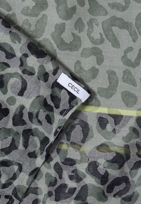 Loop-sjaal in uitgebleekte look met luipaardpatroon dried olive green Loop-sjaal in uitgebleekte look met luipaardpatroon dried olive green
