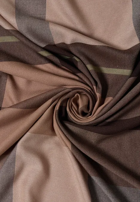 Foulard à carreaux avec de fines franges dark toffee brown