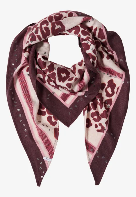 Foulard triangulaire à motif léopard berry red Foulard triangulaire à motif léopard berry red