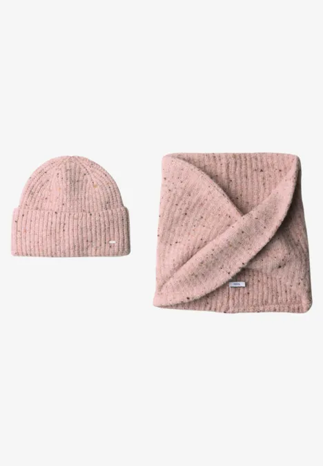 Muts met wol en gemêleerd patroon neps rose fog melange