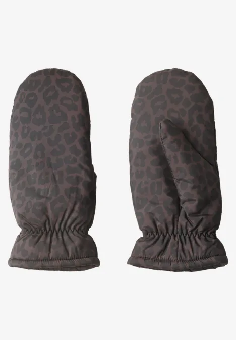 Moufles doublées à motif léopard Black Moufles doublées à motif léopard Black