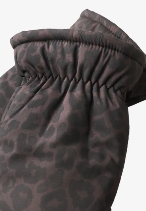 Moufles doublées à motif léopard Black Moufles doublées à motif léopard Black
