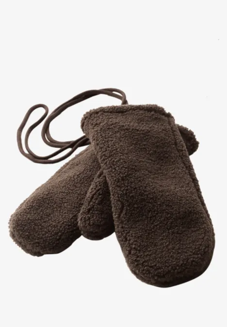Rękawiczki bez palców w stylu pluszowego misia chocolate sauce brown