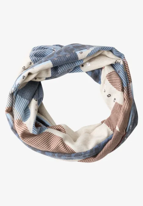 Écharpe Loop avec mélange de motifs et détails métallisés dark navy blue