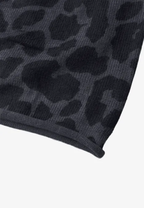 Bonnet à motif léopard et bord roulé dark navy blue